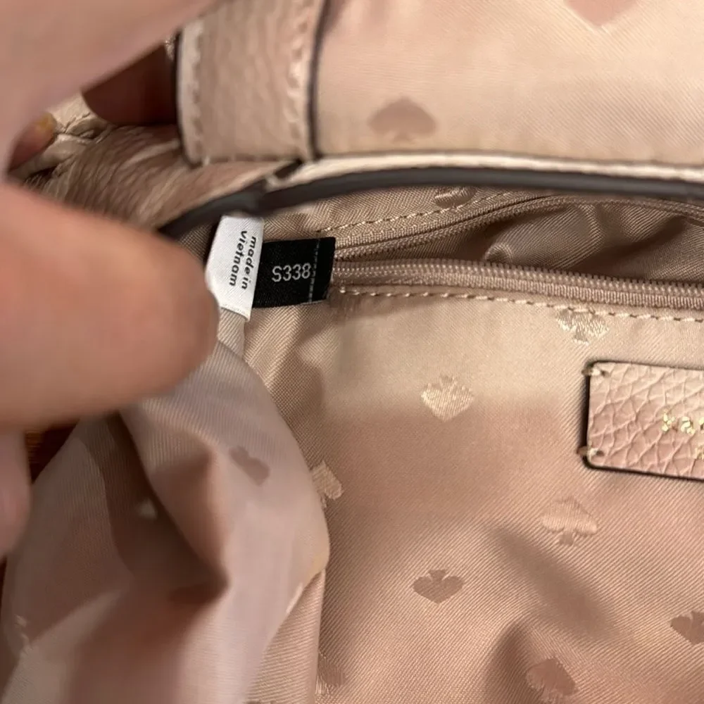 Kate Spade Leila Medium 2 Tones Pebbled Leather Backpack Drawstring Flap Closure